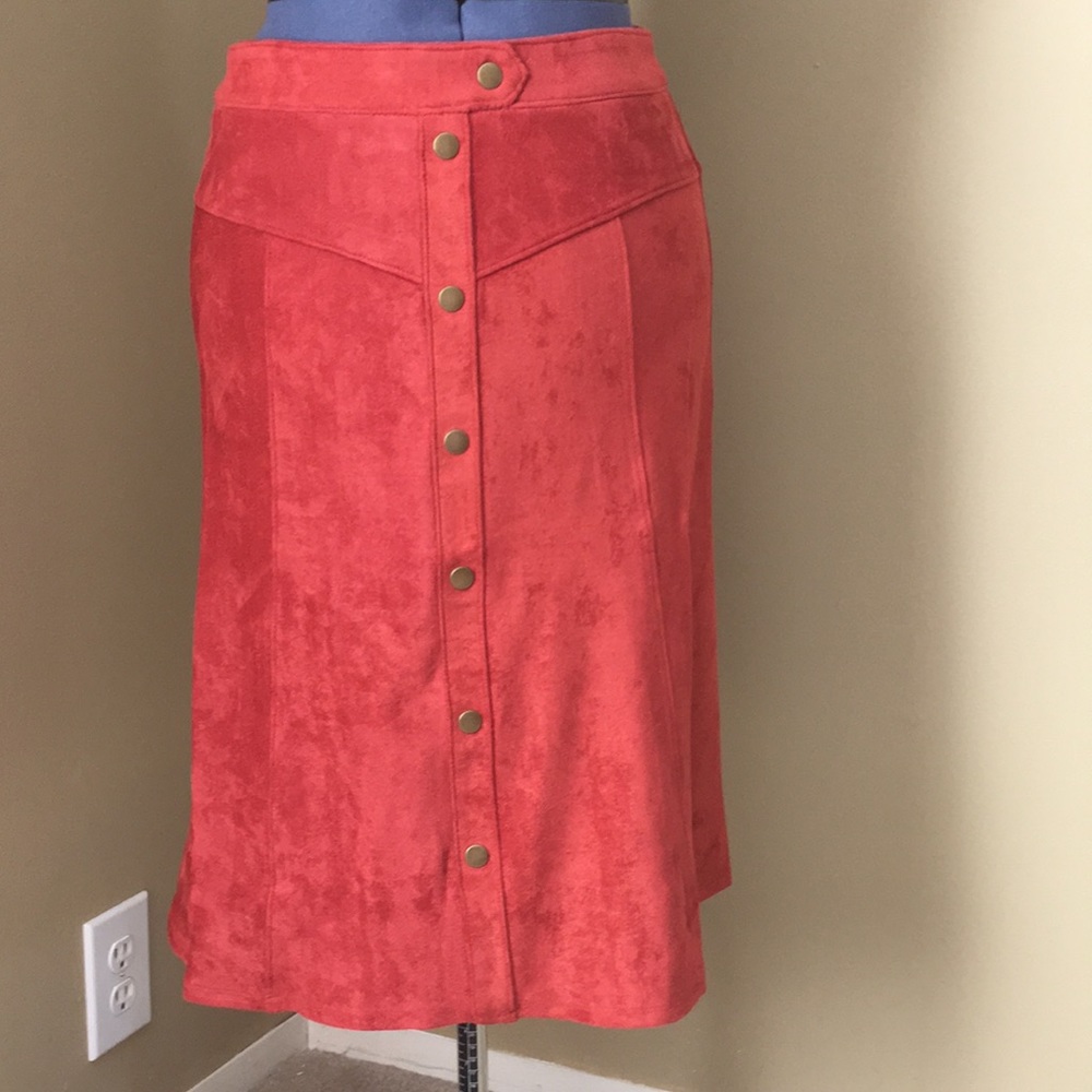 Rust Swede Bronze Button Midi Skirt NWOT S
